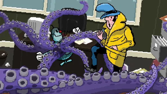 Detective Case and Clown Bot in: Murder in The Hotel Lisbon screenshot 1